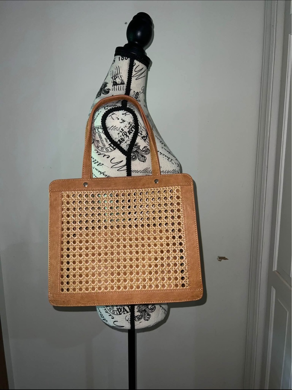 Genuine Leather Woven Tote